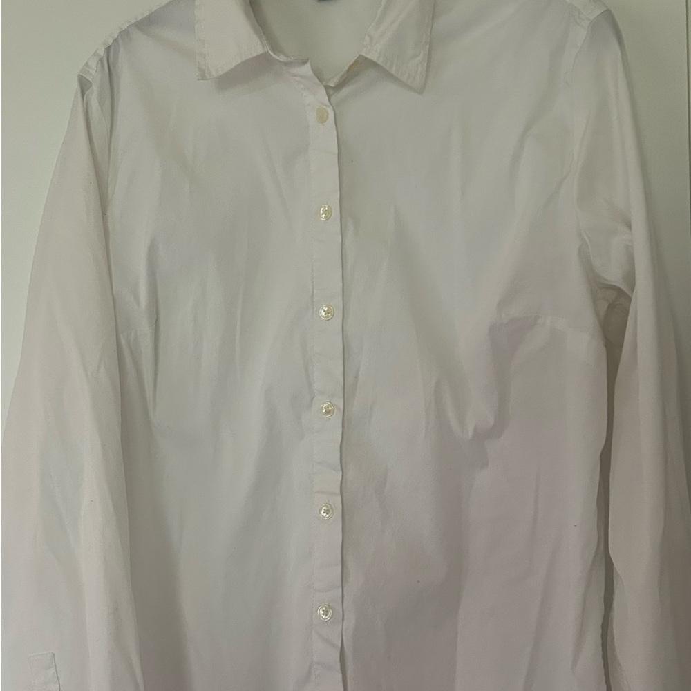 Ann Taylor White Classic Casual Button Down Shirt